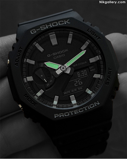 ساعت مردانه کاسیو جی شاک با قاب و بند مشکی و اعداد و عقربه های شب تاب تقویم دار