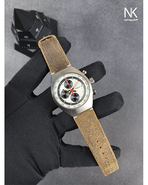 ساعت تایمکس مردانه با بند چرم و کرنوگراف دار و تقویم دار 