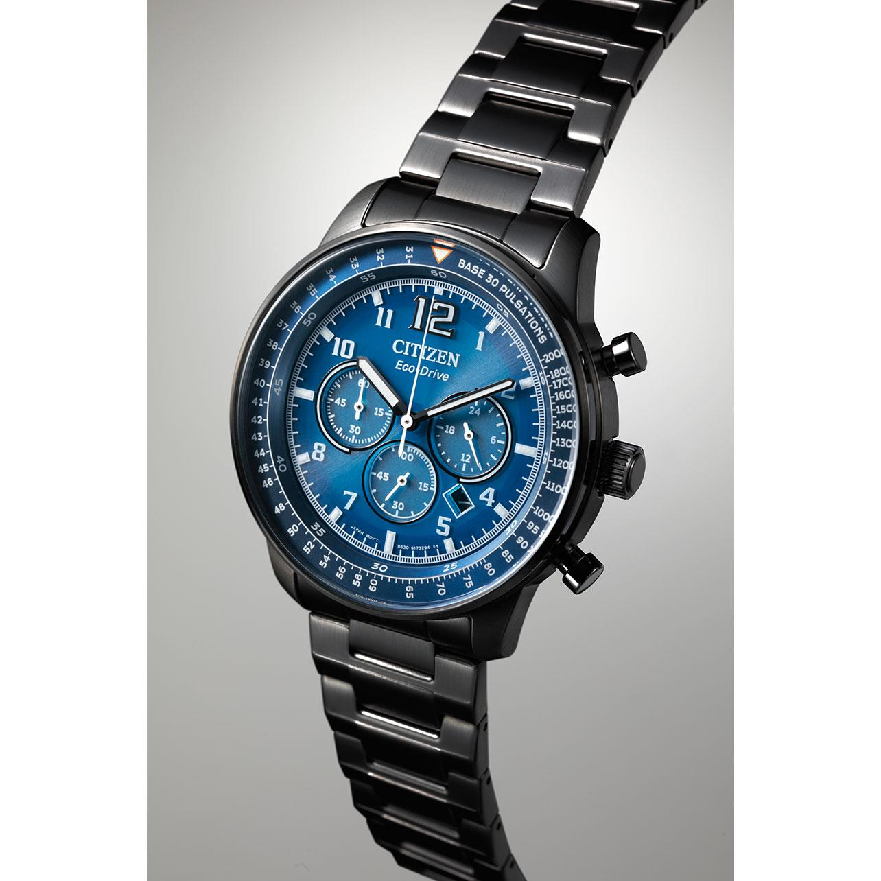 black and blue citizen watch